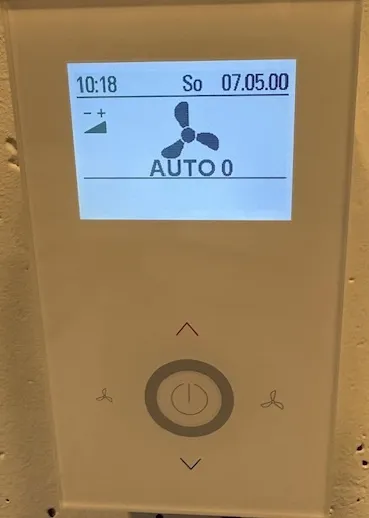 Control panel for room temperature and fan speed